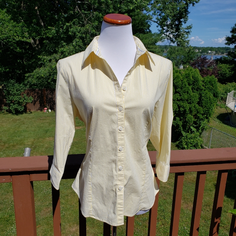 xx LORD AND TAYLOR Yellow Striped Top Sz XL EUC - Picture 2 of 13
